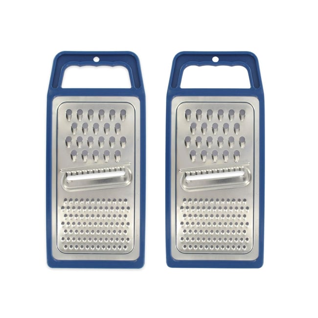 Set de 2 râpes à légumes en acier inoxydable ELEMENTAL bleu|gris <span itemprop=