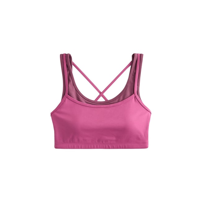 Soutien-gorge sport superposé à dos croisé rose <span itemprop=