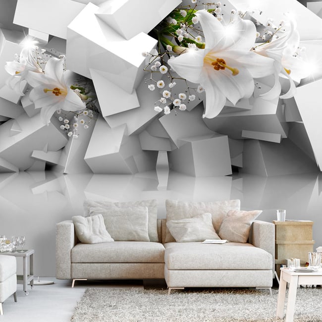 Papier peint intissé panoramique 3D et Perspective Lost in Chaos Couleur gris / argent <span itemprop=