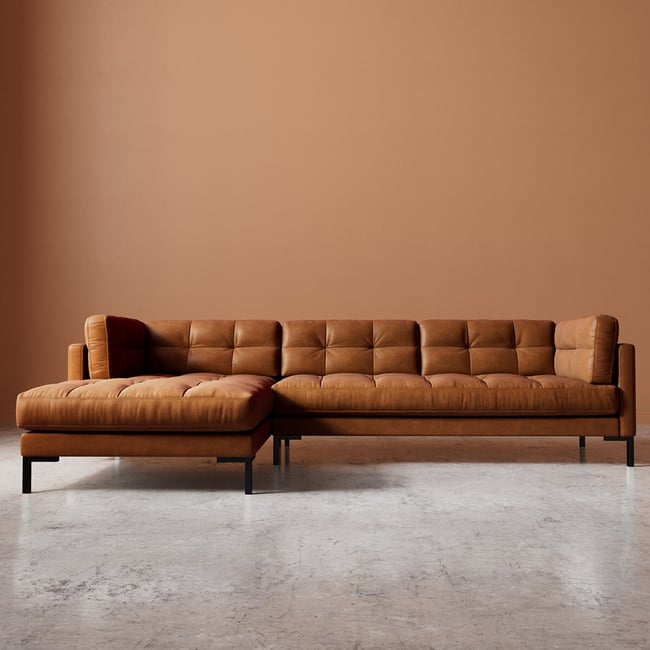 Landau Smart Leather Corner Chaise Sofa - SWOON