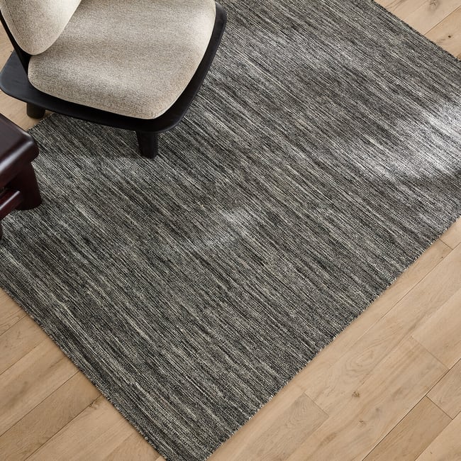 Pego Wool Blend Hand-Woven Rug, black marl, AM.PM