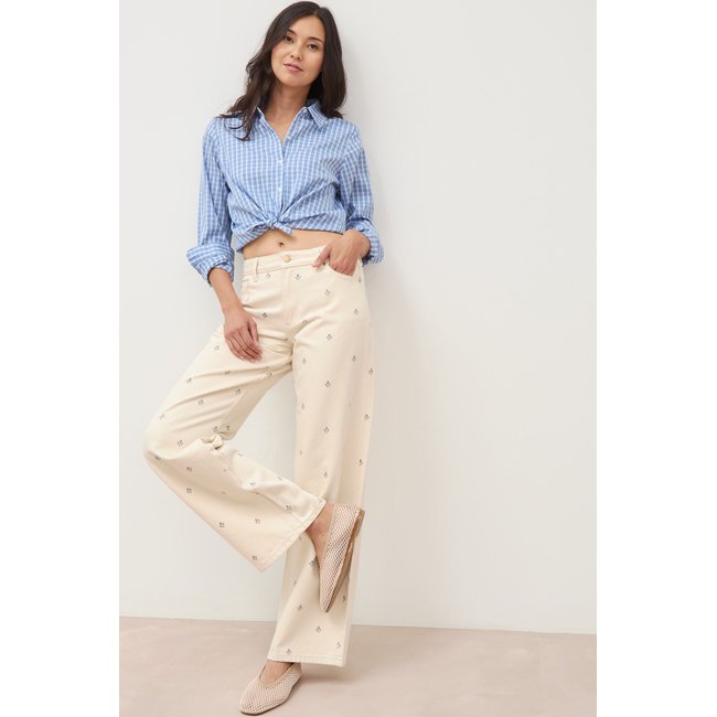 Jeans wide leg taille standard blanc <span itemprop=