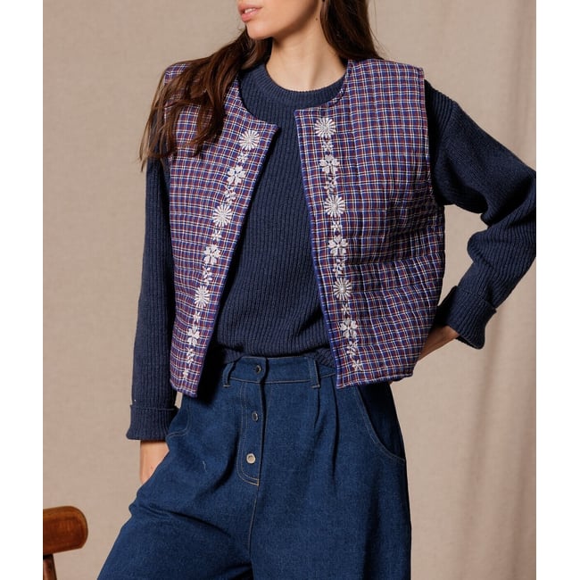 Gilet sans manches réversible, SAKARA bleu <span itemprop=