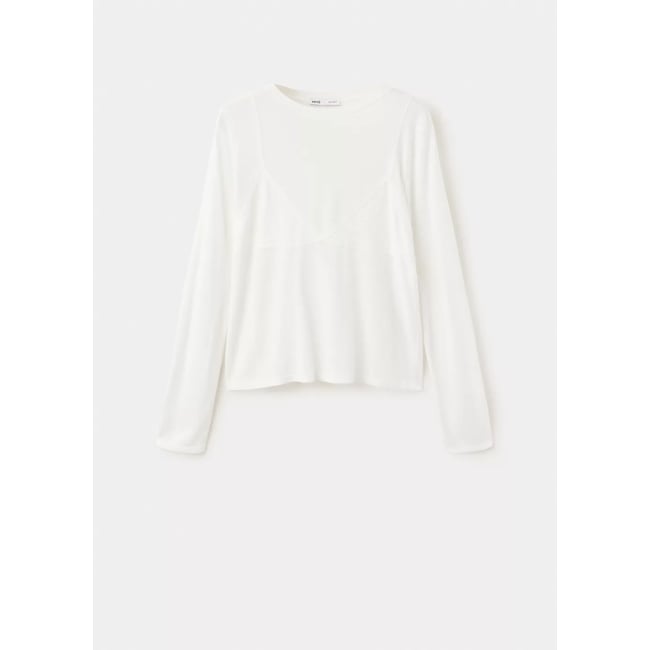 Pull avec bralette en dentelle blanc <span itemprop=