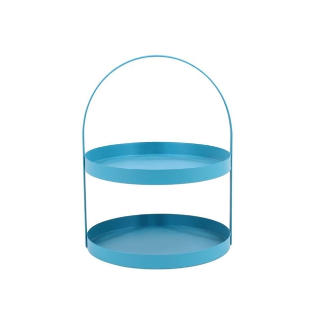Plateau double en métal bleu 27x22cm Couleur bleu <span itemprop=
