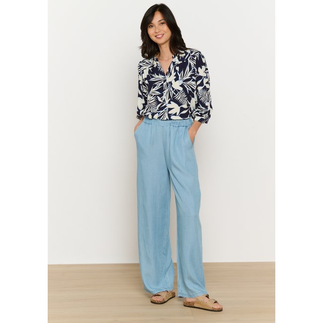 Pantalon fluide en Tencel blue bleached <span itemprop=