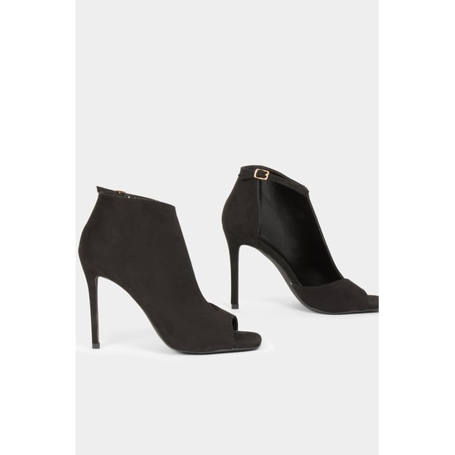 Sandales à talons demi-ouvertes noir <span itemprop=
