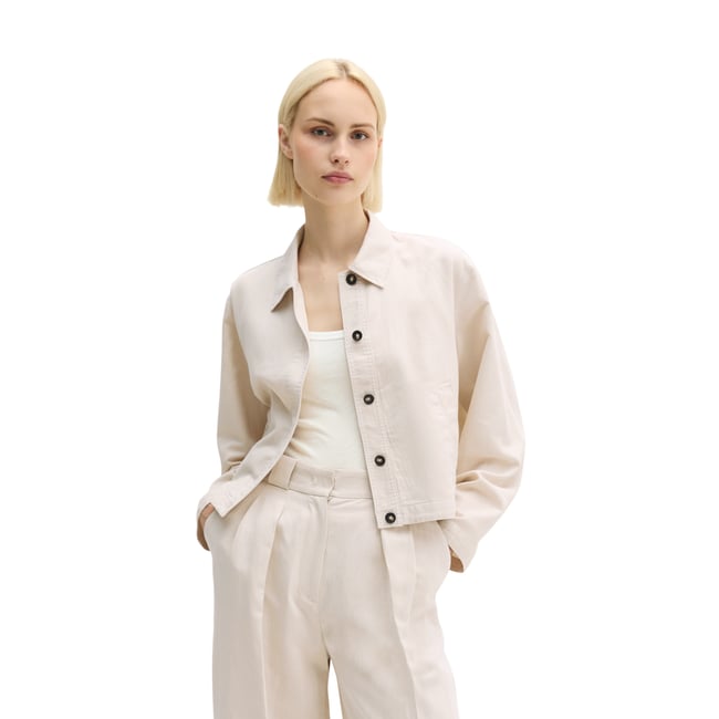 Veste d'intérieur A-Shape en mélange de coton organique, de lyocell et de lin gris clair <span itemprop=