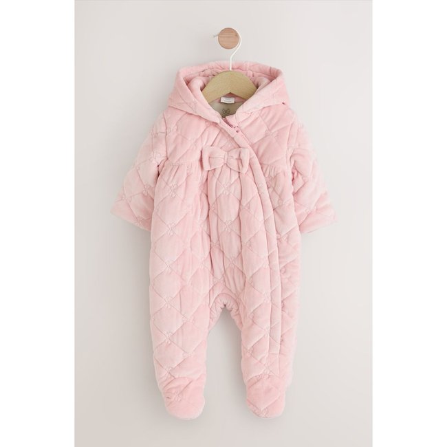 Combinaison bébé matelassée velours rose <span itemprop=