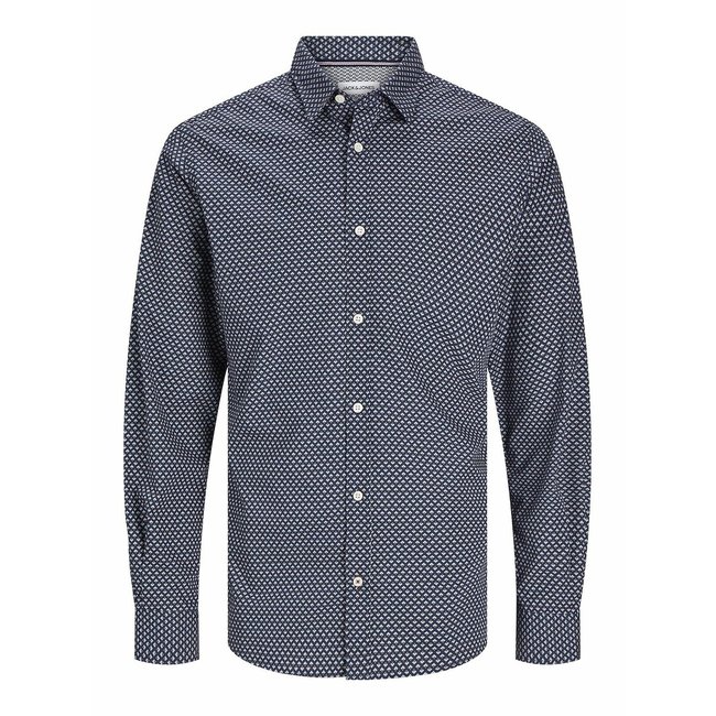 Camisa con motivos azul marino <span itemprop=