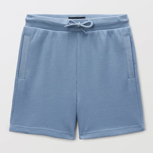 Short élastiquée en nid d'abeille uni en coton BIO GOTS tornade <span itemprop=