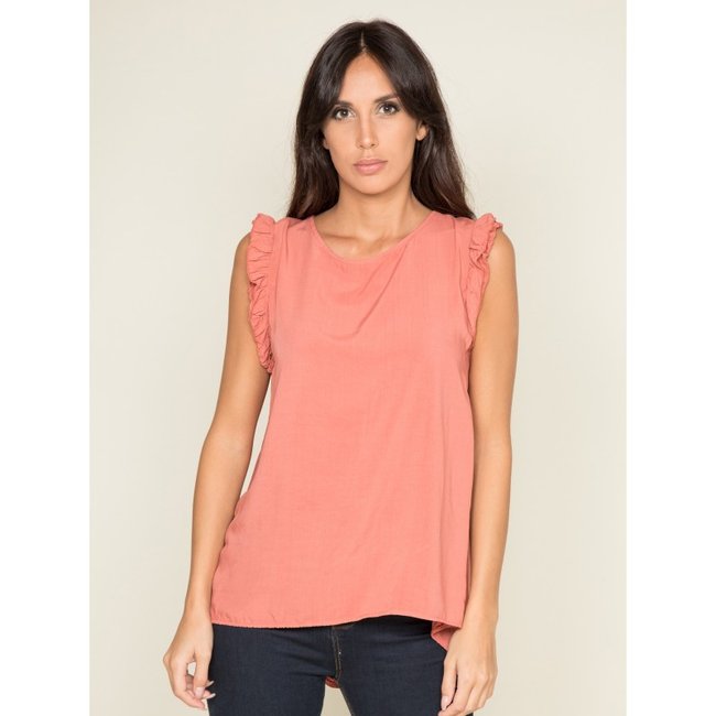 Blouse Avec Volants Forseli rouge brique <span itemprop=