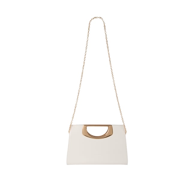 Sac pochette aspect croco blanc <span itemprop=