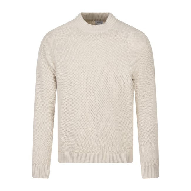 Pull en coton beige uni avec une coupe ajustée et un col montant - MUSTANG