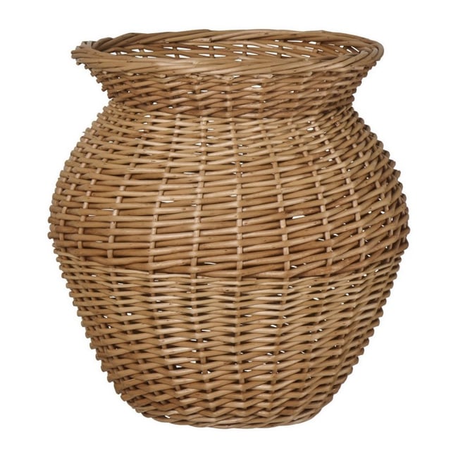 Vase jarre en osier tressé Couleur bois clair <span itemprop=