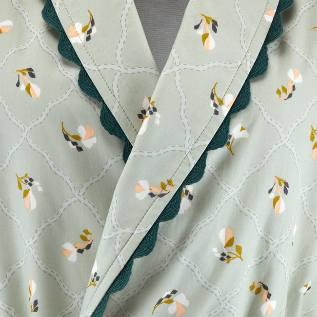Peignoir long en percale de coton,BERGAMOTE a motif <span itemprop=