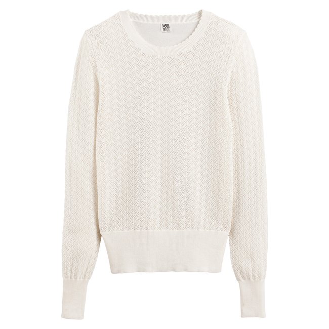 Maglione girocollo, in maglia pointelle avorio LA REDOUTE COLLECTIONS
