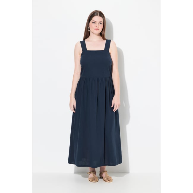 Robe maxi, teneur en lin, sans manches marine <span itemprop=