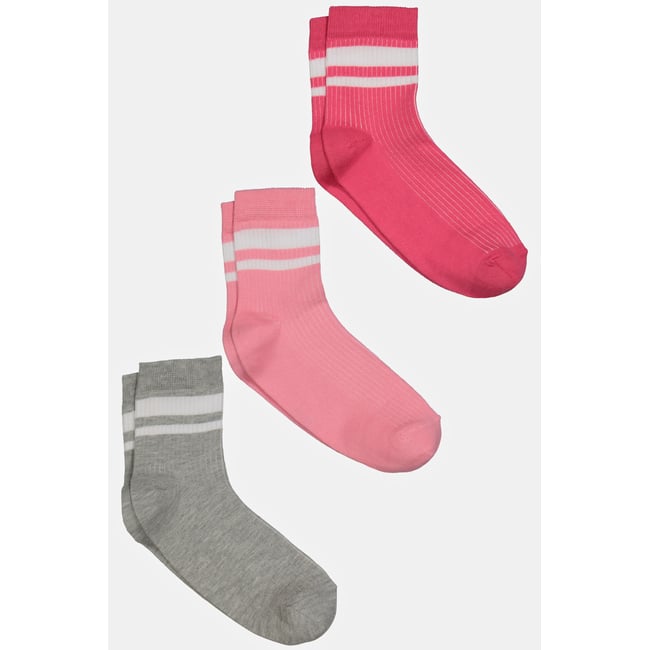 Chaussettes courtes, lot de 3, rayures rojo hibisco <span itemprop=