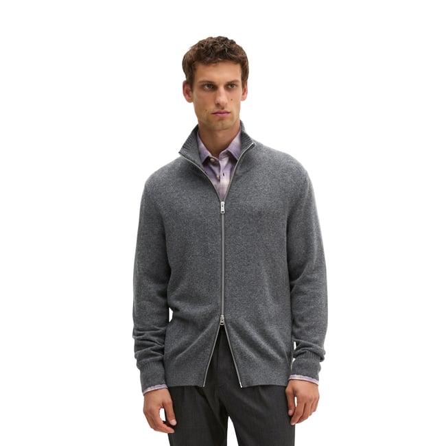 Cardigan à col montant, coupe régulière en mélange de coton bio et de laine vierge - MARC O'POLO