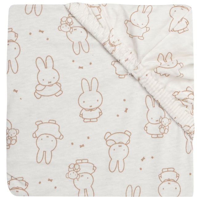 Drap housse en jersey blanc, terracotta <span itemprop=