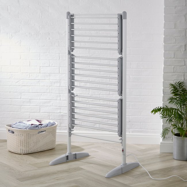 3 Tier Heated Clothes Airer, silver-coloured, SWAN