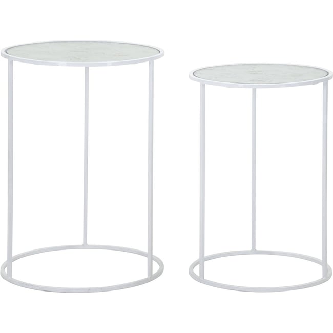 Duo de tables rondes en verre et fer GLAM Couleur blanc <span itemprop=