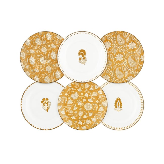 Lot de 6 assiettes à dessert, AMBRE Couleur orange <span itemprop=