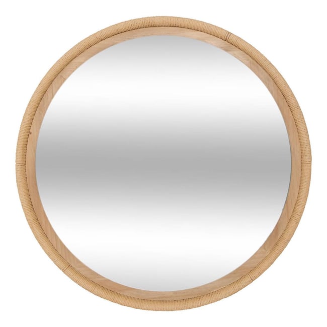 Miroir rond cadre effet corde tressée LAIA Couleur marron caramel <span itemprop=