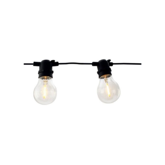 Guirlande Terrasse Noire 5 M Ampoules Led Blanc Chaud Couleur noir <span itemprop=