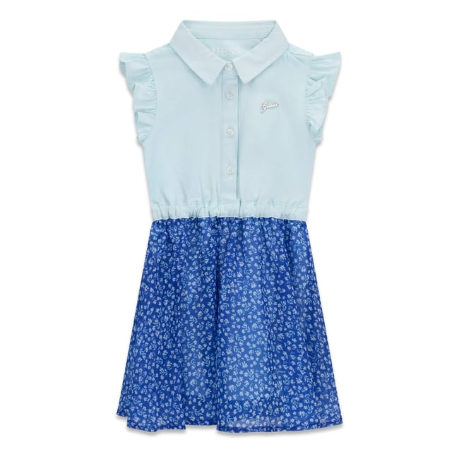 Robe Imprimée Cintrée Et Évasée bleu floral <span itemprop=