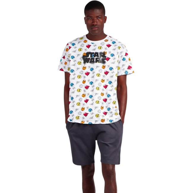 Pyjama short t-shirt Neon Graffiti Star Wars blanc <span itemprop=