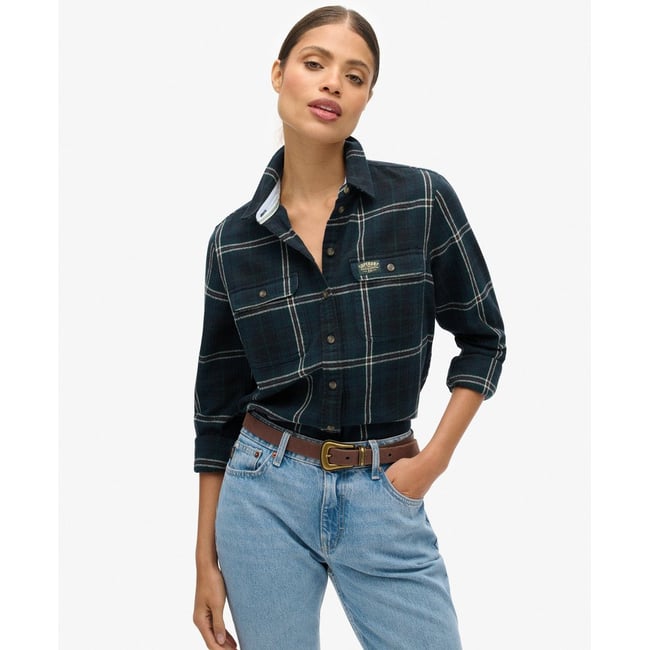 Chemise à carreaux en flanelle Lumberjack bleu marine/vert à carreaux <span itemprop=