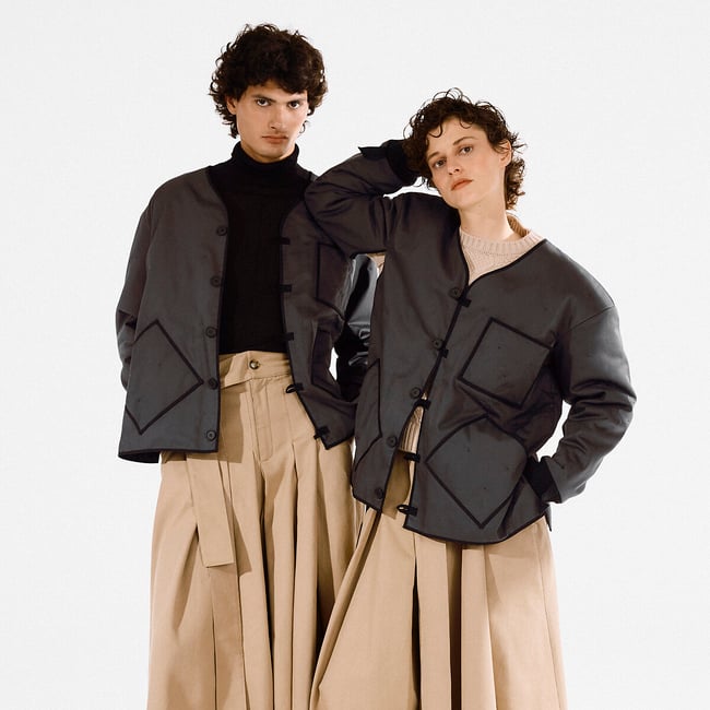 Giacca trapuntata in stile militare, in cotone grigio LA REDOUTE X EWEN