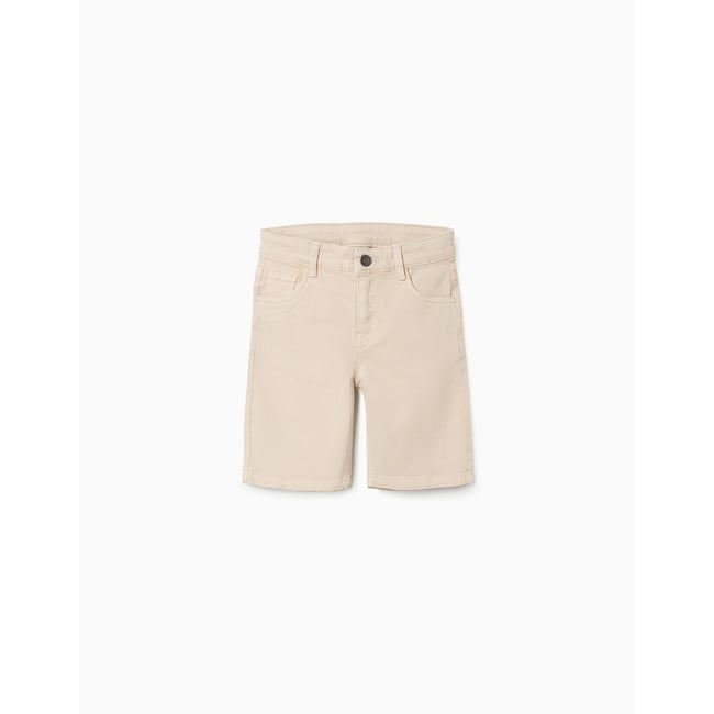 Short midi en sergé avec cinq poches beige clair <span itemprop=