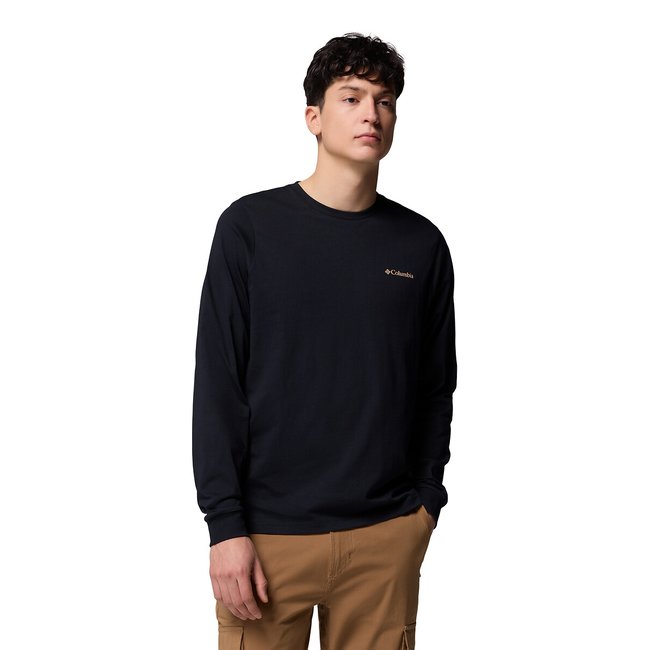 T-shirt a maniche lunghe con logo sul retro nero COLUMBIA