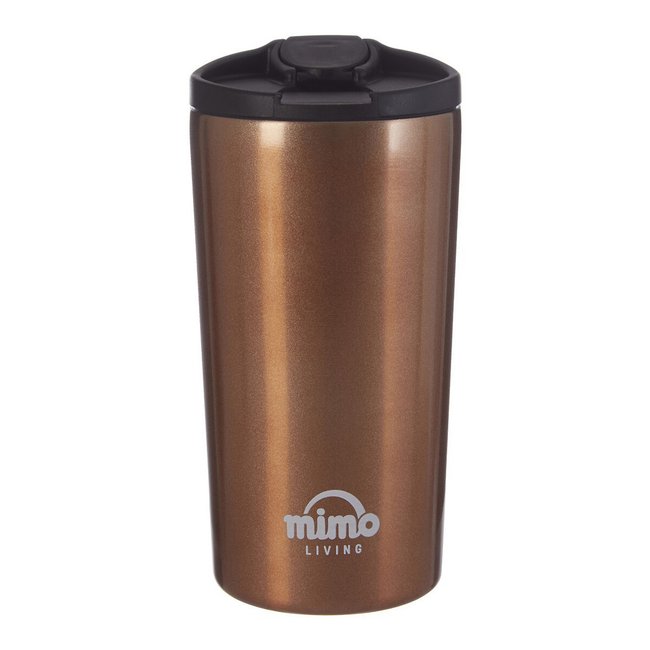 250ml Insulated Double Walled Travel Mug in Gold/Black, gold-coloured, SO'HOME