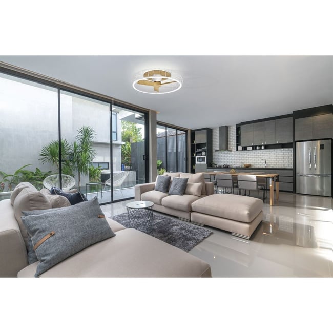Ventilateur  plafond  avec lumière NATURE blanc -  marron <span itemprop=