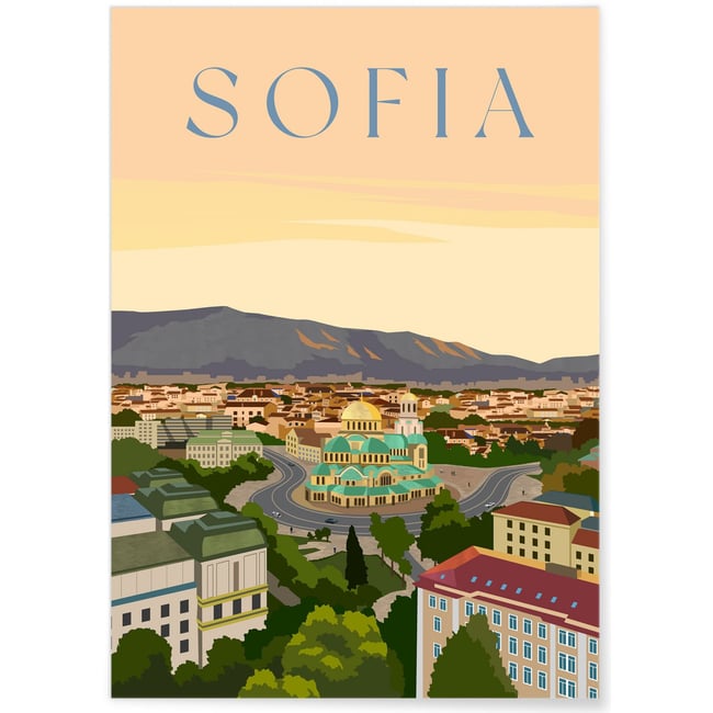 Affiche ville Sofia Couleur blanc <span itemprop=