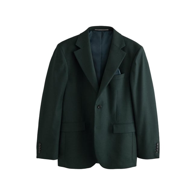 Veste de costume ajustée en flanelle vert <span itemprop=