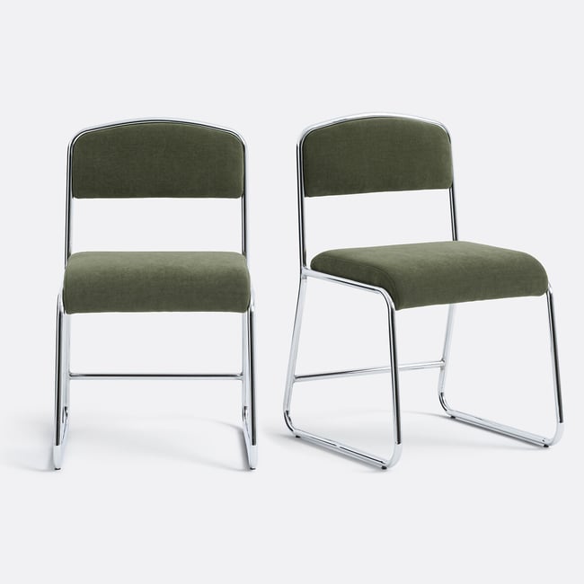 Lot de 2 chaises chrome et tissu, Celestina - LA REDOUTE INTERIEURS