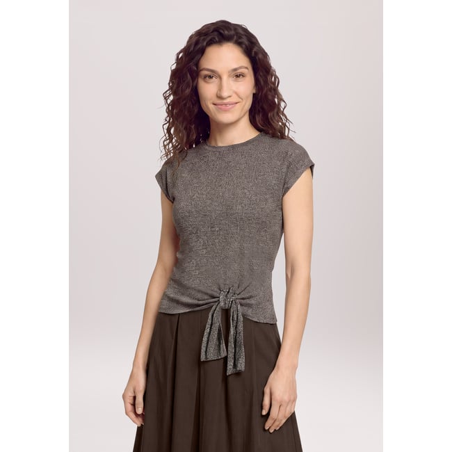 T-shirt à manches courtes à col brown melange <span itemprop=