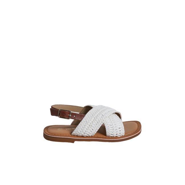 Sandales ouvertes brides croisées enfant écru <span itemprop=