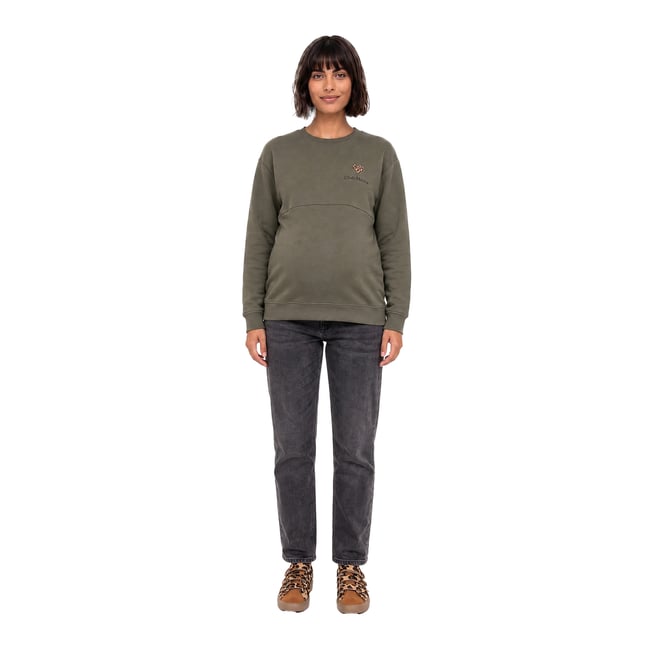 Sweat grossesse et allaitement kaki <span itemprop=