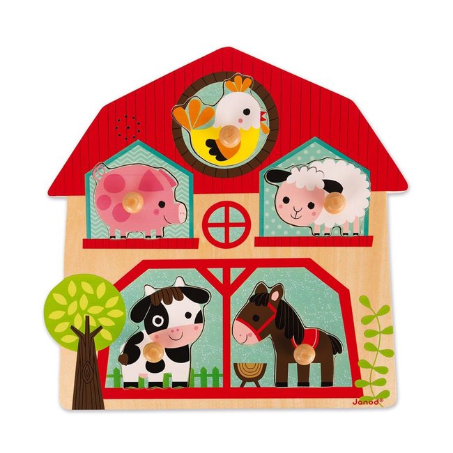 Puzzle Musical Copains Ferme 5 Pièces - JANOD