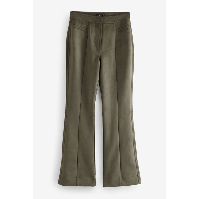 Pantalon bootcut en daim vert kaki <span itemprop=