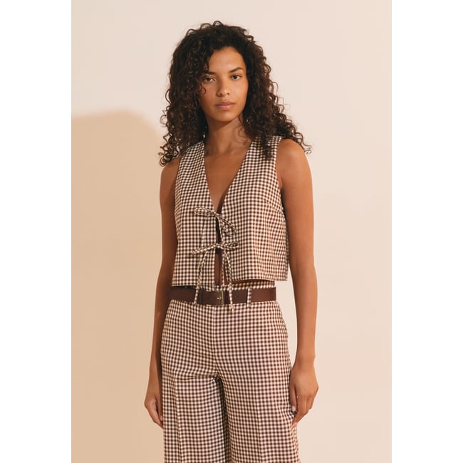 Top nouable à carreaux A PARAMY CRX chocolat <span itemprop=
