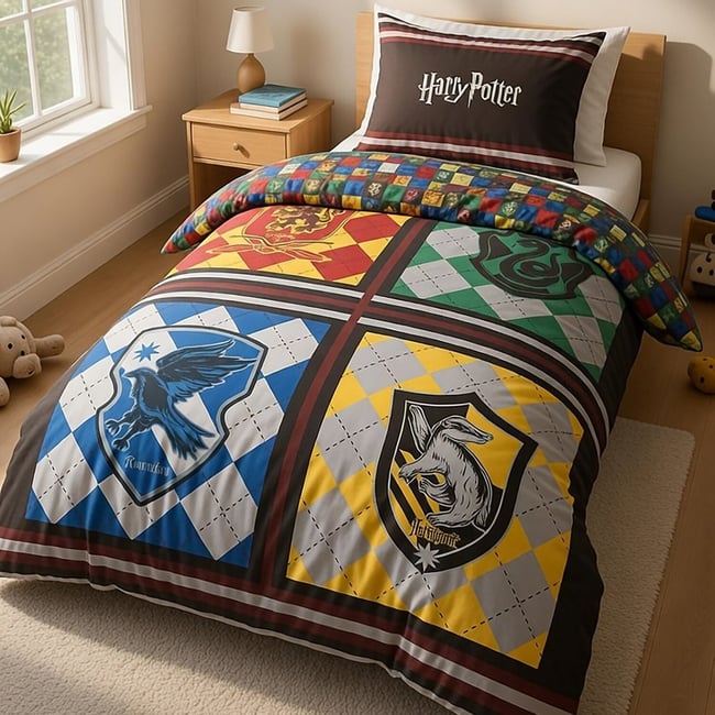 Parure de lit enfant coton, Harry Potter orange <span itemprop=