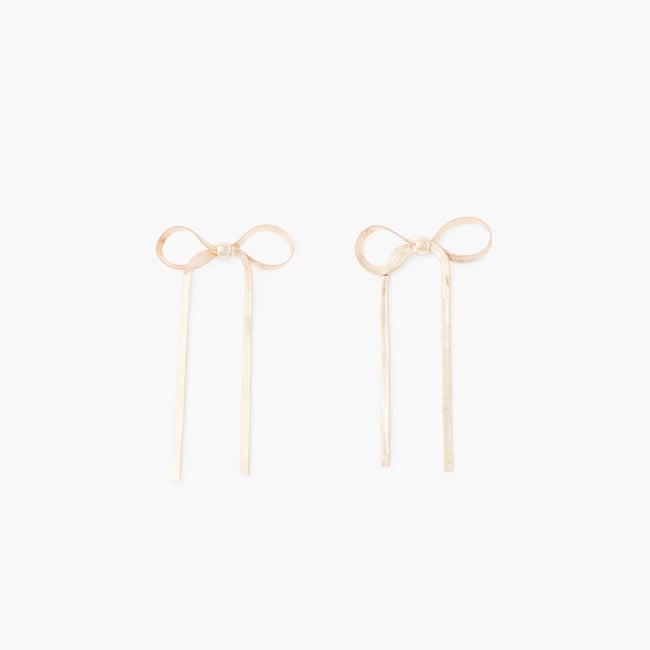 Grandes boucles d'oreilles pendantes nœuds dorés v019843 <span itemprop=