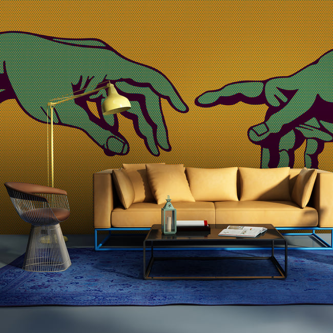 Papier peint intissé panoramique Personnes Green touch Couleur noir <span itemprop=